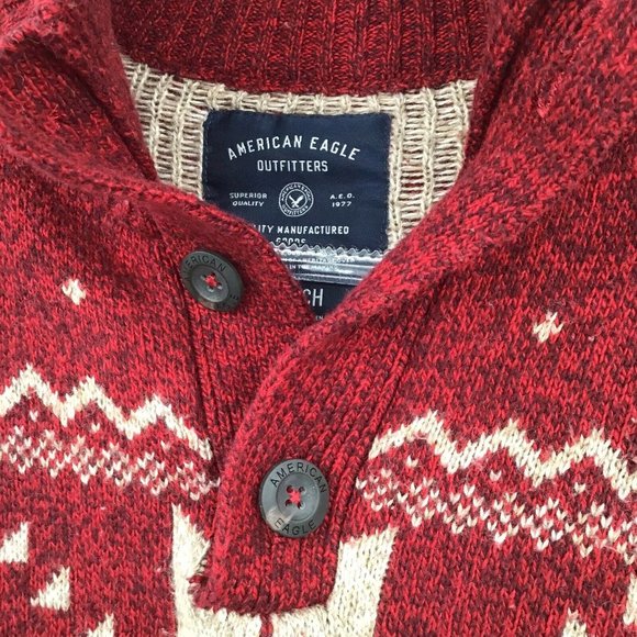 American Eagle Fair Isle Button Sweater Mens Small - Picture 3 of 7